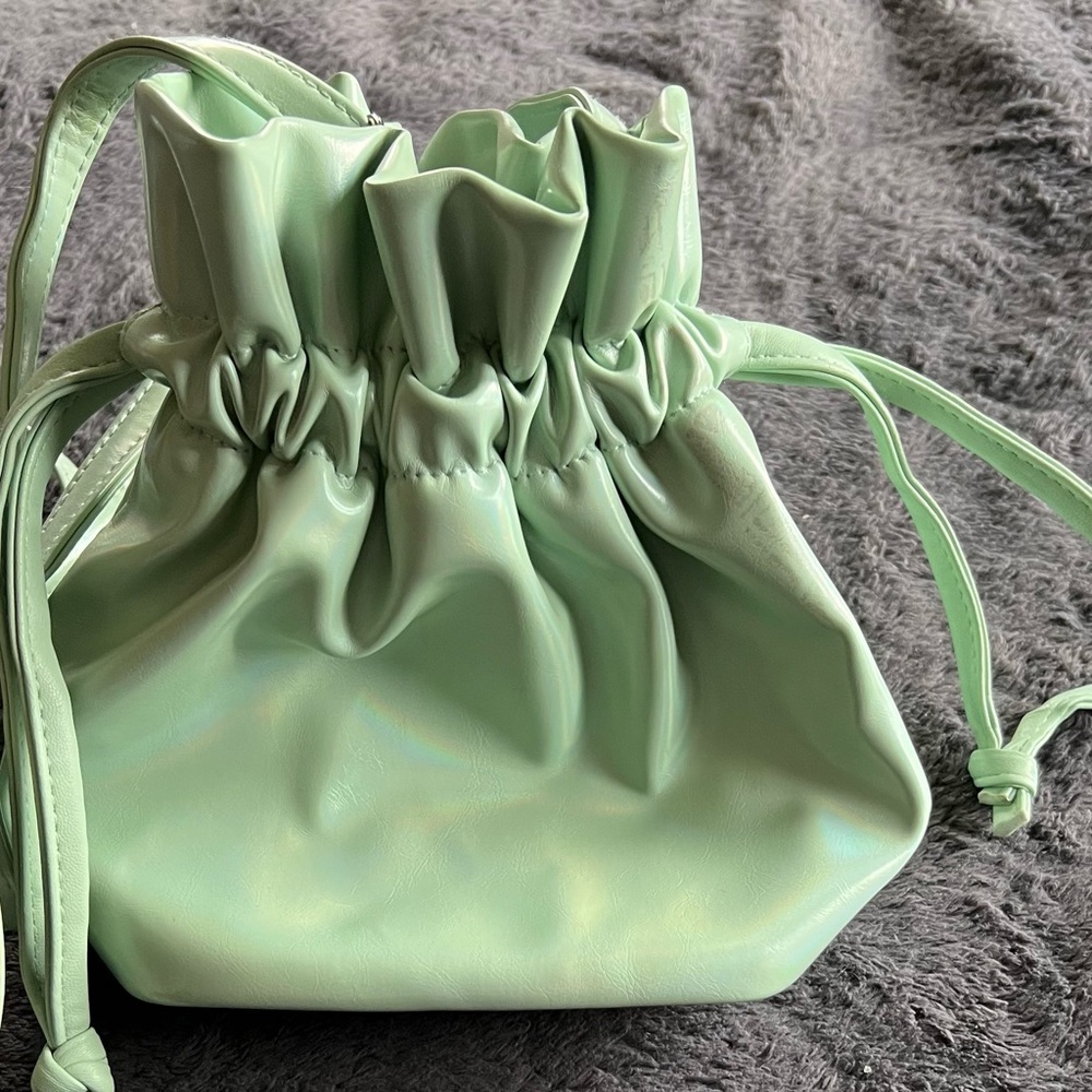 Mint Green Drawstring Crossbody Bag - Picture 2 of 3